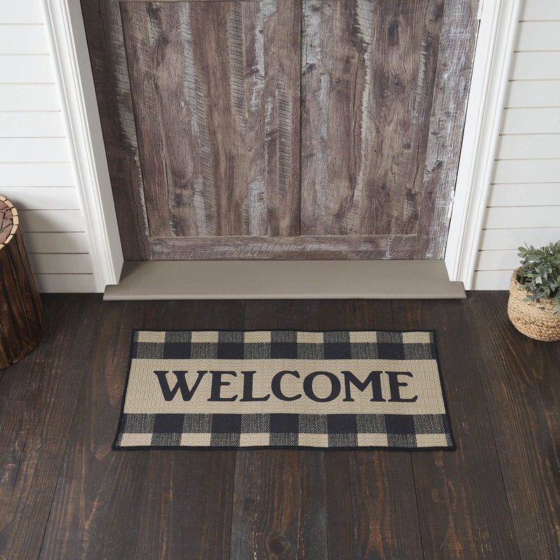 Black Check Welcome Indoor/Outdoor Rug Rect 17×36