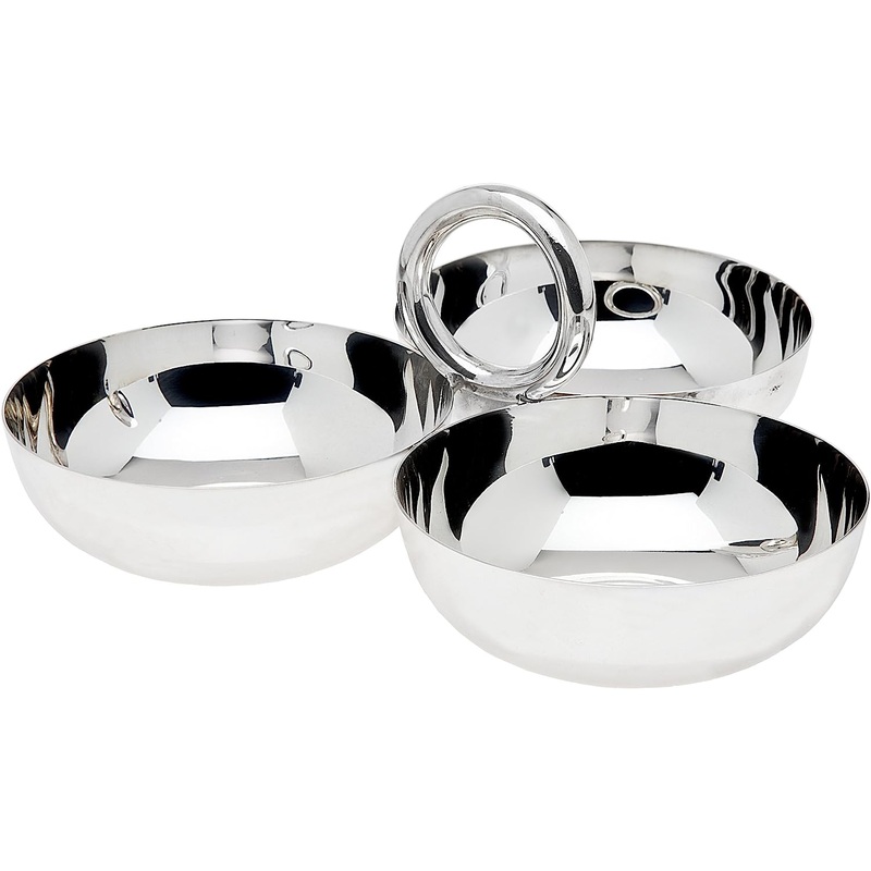 Godinger Ellipse Collection Nickel Plated 3 Part Relish Dish