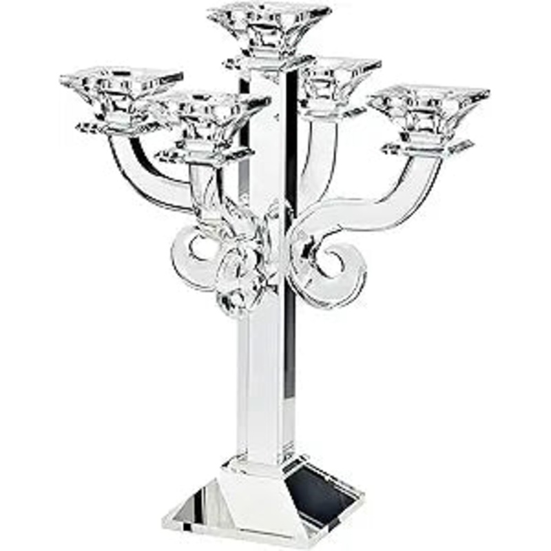 Godinger Crystal Scroll Candelabra, 5 Arm