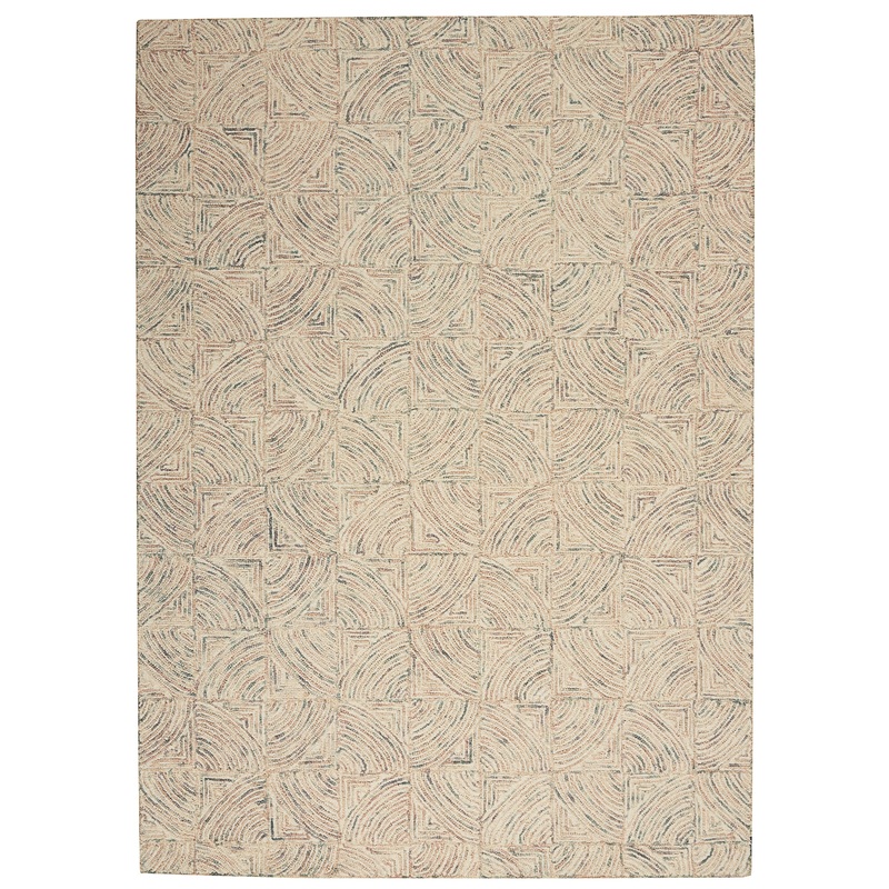 Nourison Interlock 5′ x 7’6″ Ivory/Multi Modern Indoor Rug