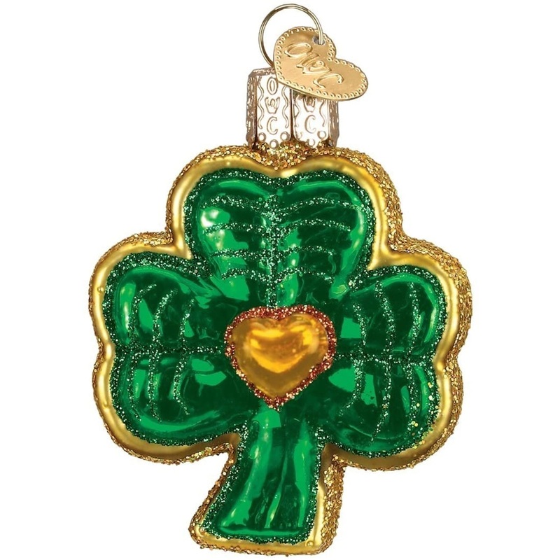 Old World Christmas Glass Blown Shamrock Ornament