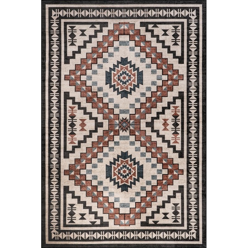 Violeta Timeless Medallion Spill Proof Washable Rug | Beige