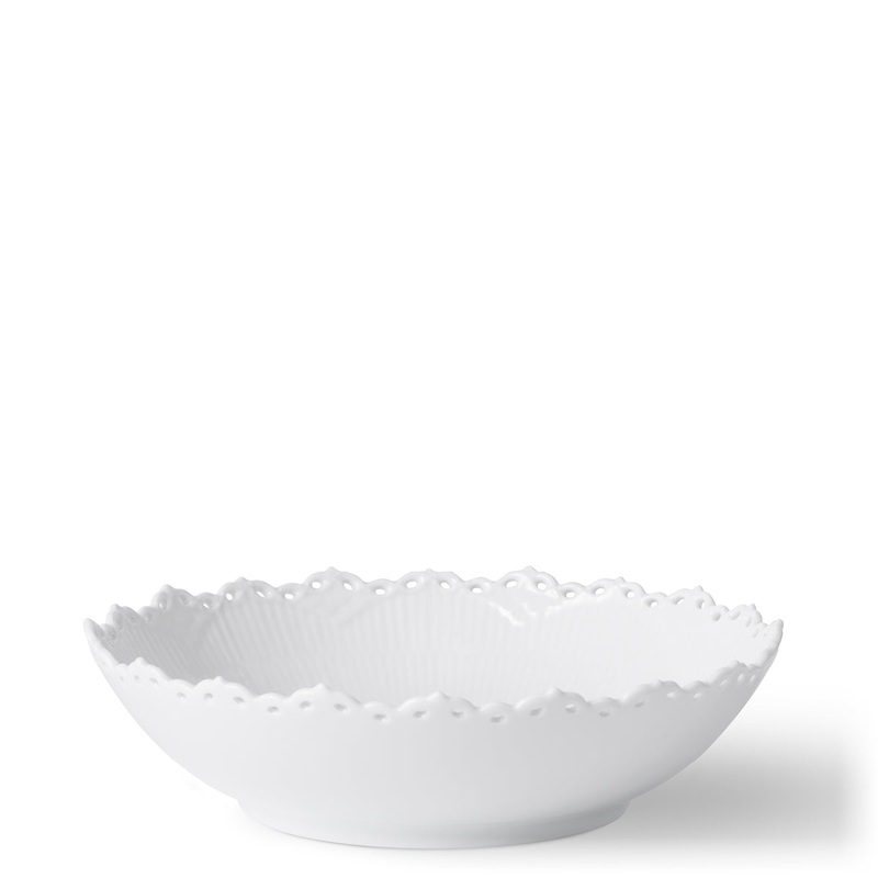 White Fluted Full Lace Serving Bowl, 1.5 qt.