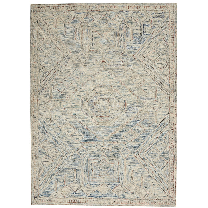 Nourison Interlock 3’9″ x 5’9″ Blue/Multi Bohemian Indoor Rug