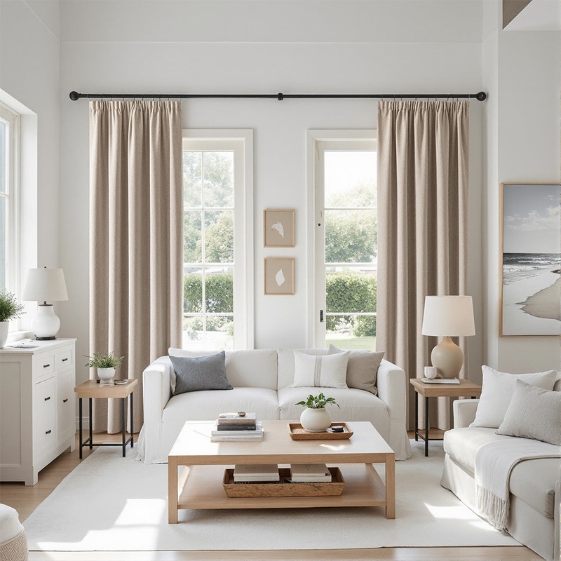 “Velle” Custom 100% Blackout Linen Curtains (2 Panels) with Liner – Pencil Pleat & Rod Pocket