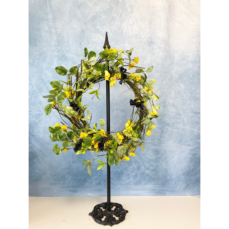 24″ Spring Wildflower Bee Wreath