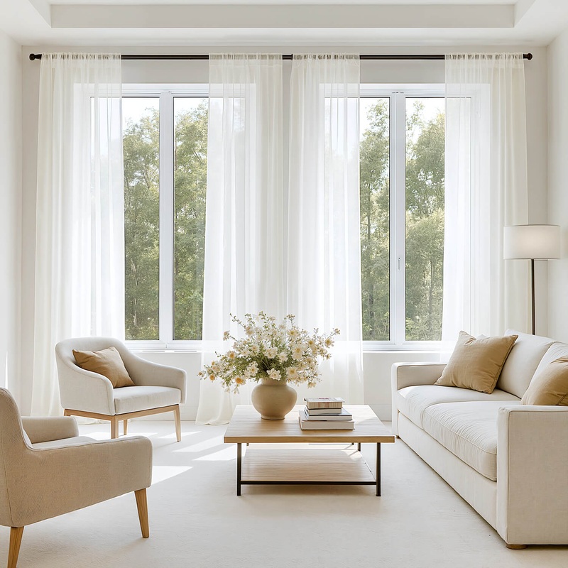 MIULEE Ivory Sheer Curtains 90 Inches Long, 4 Panels Set, Light Filtering Rod Pocket Voile Drapes for Living Room and Bedroom, Airy Soft Fabric Window Treatments, 54 x 90 Inches