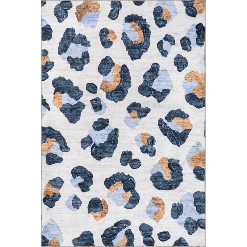 Viola Washable Brush Strokes Rug | Blue