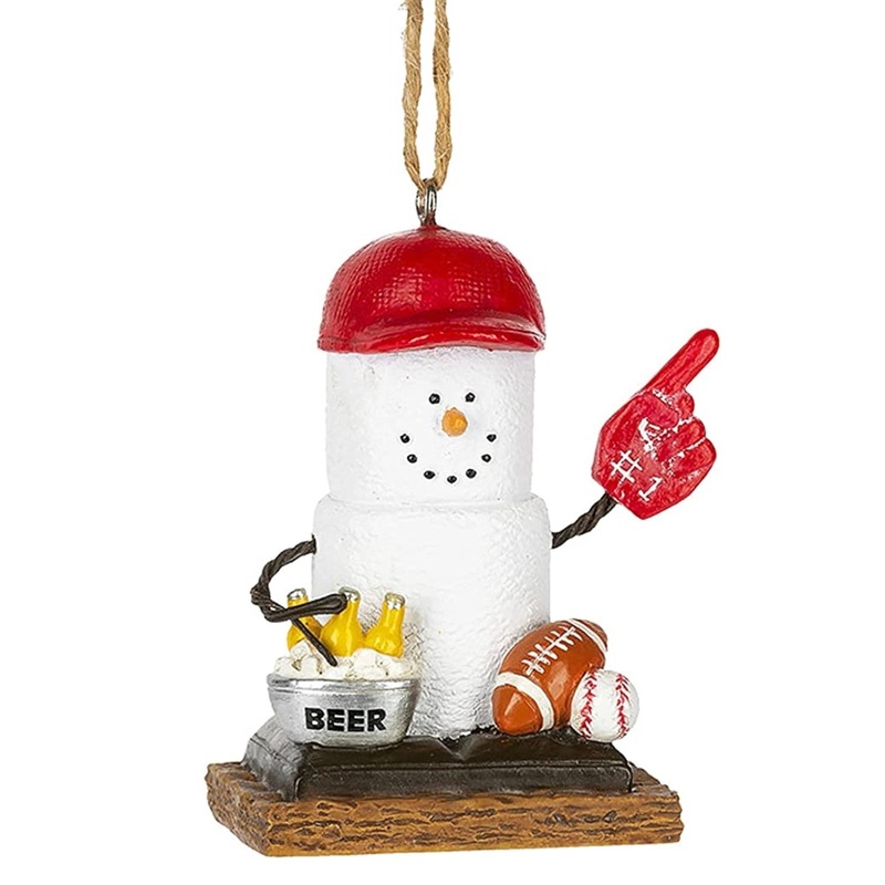 Ganz Smores Sports Fan Snowman Resin Holiday Christmas Ornament, 3″