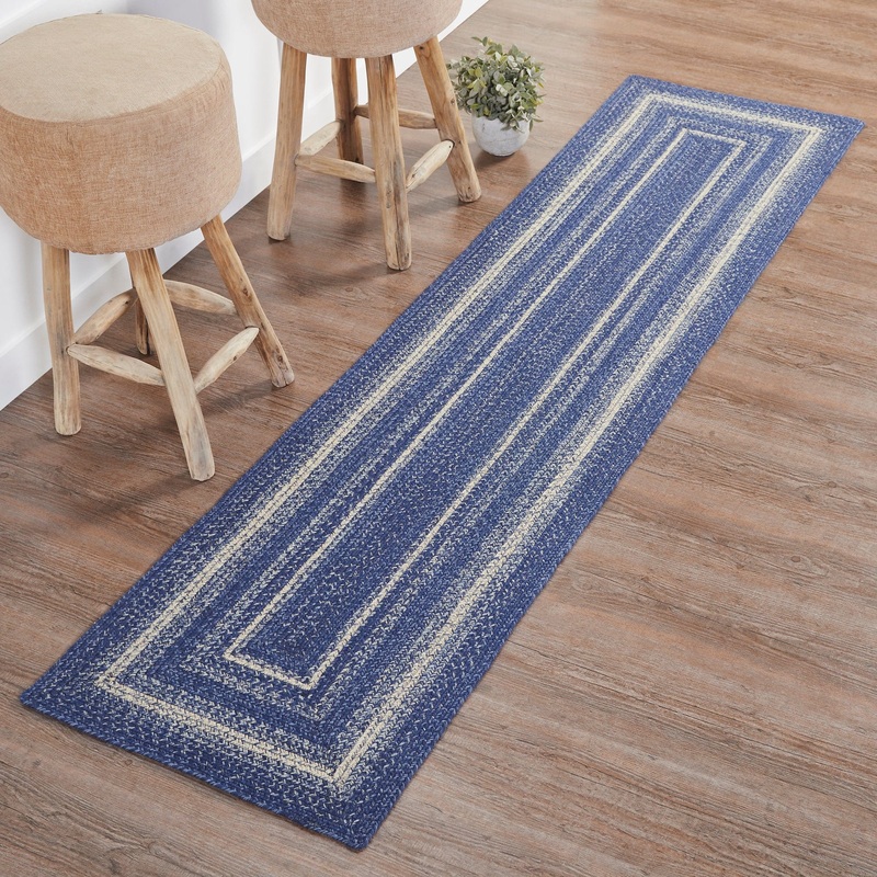 Great Falls Blue Jute Rug/Runner Rect w/ Pad 24×96
