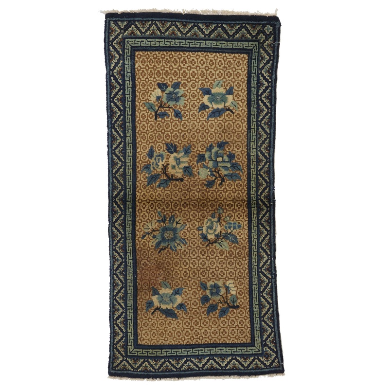 ANTIQUE CHINESE PAO TAO BLUE GREEN 2′ 7” x 5′ 5”