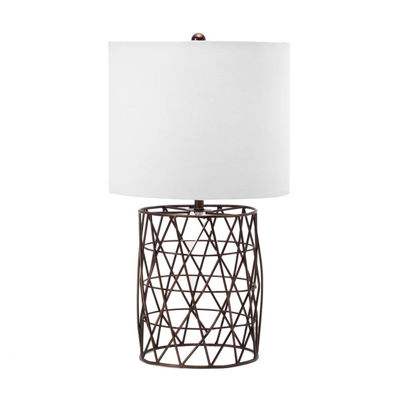 22-inch Iron Wire Mesh Trellis Table Lamp | Brass