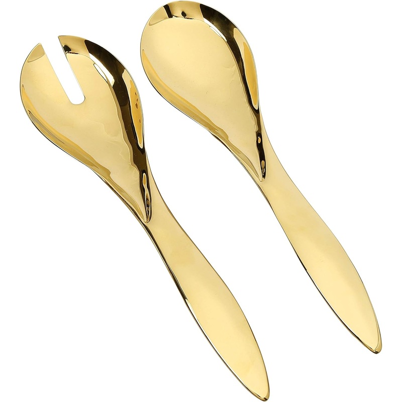 Classic Touch Shiny Gold Salad Servers