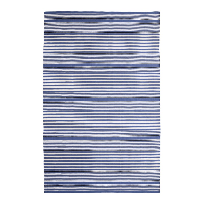 Rugby Stripe Handwoven Indoor/Outdoor Rug | Denim