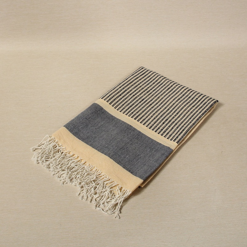 Sandstone & Blue Chambray Linen Throw