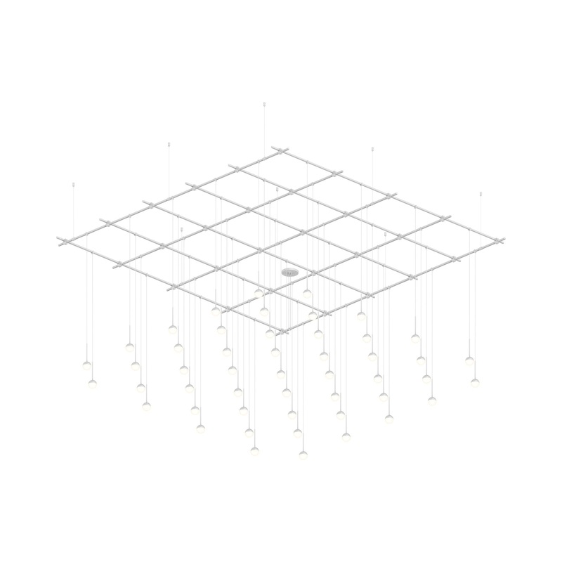 Suspenders Square Gridscape Monoline Domed Ball LED Chandelier