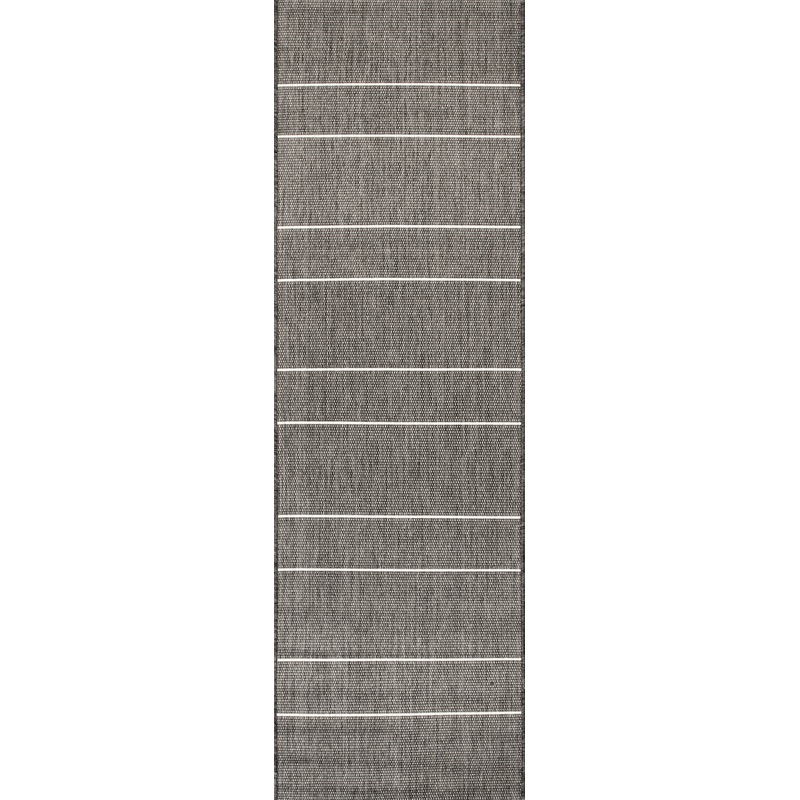 Venetian Pinstripes Indoor/Outdoor Rug | Dark Grey