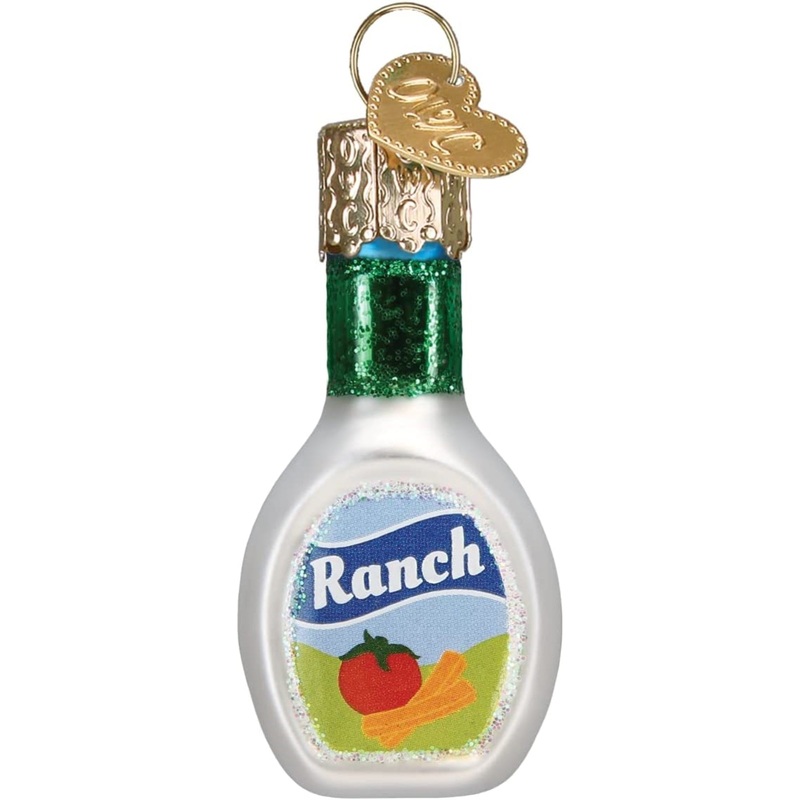 Old World Christmas Mini Blown Glass Ranch Dressing Ornament, 2″